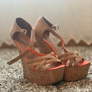 Tan platform heels